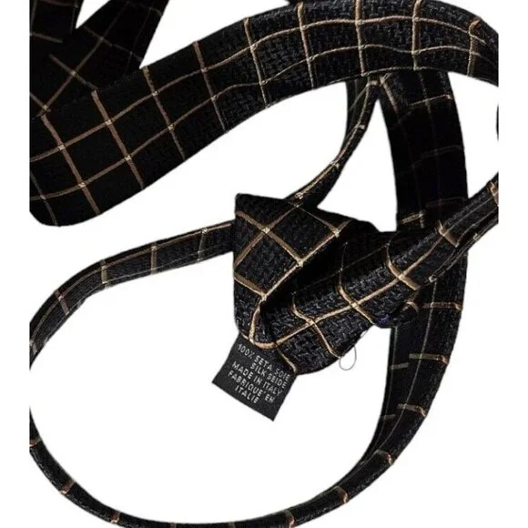 CANALI Men's 100% Silk Necktie LUXURY Tie Black Geometric W:3.7" EUC